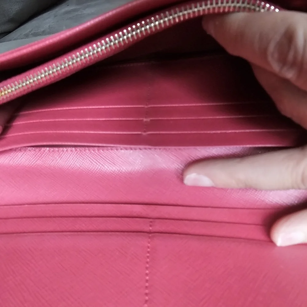 Prada Saffiano Leather Pink Ribbon Gold Long Wallet Guaranteed 100% Authentic - Picture 6 of 13